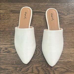Qupid White Pointed-Toe Mules Sleek Minimalist Design